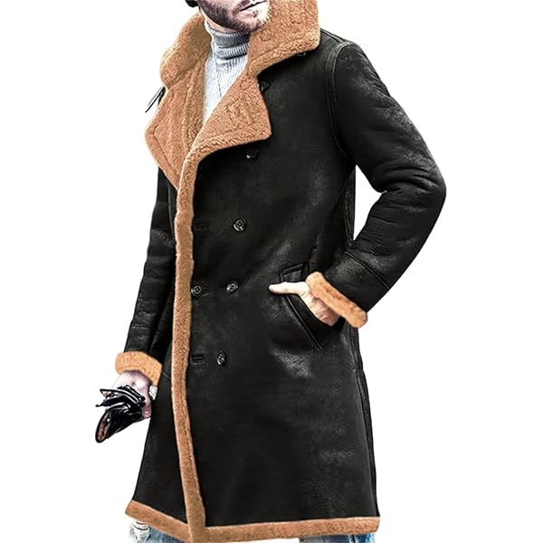 Amazon.com: ZWRXW Men's Faux Suede Sherpa Lined Sheepskin Long